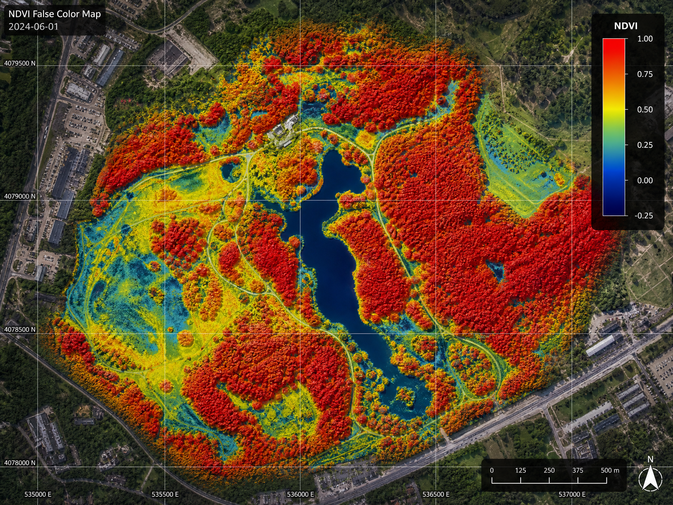 NDVI mapping of San Diego park